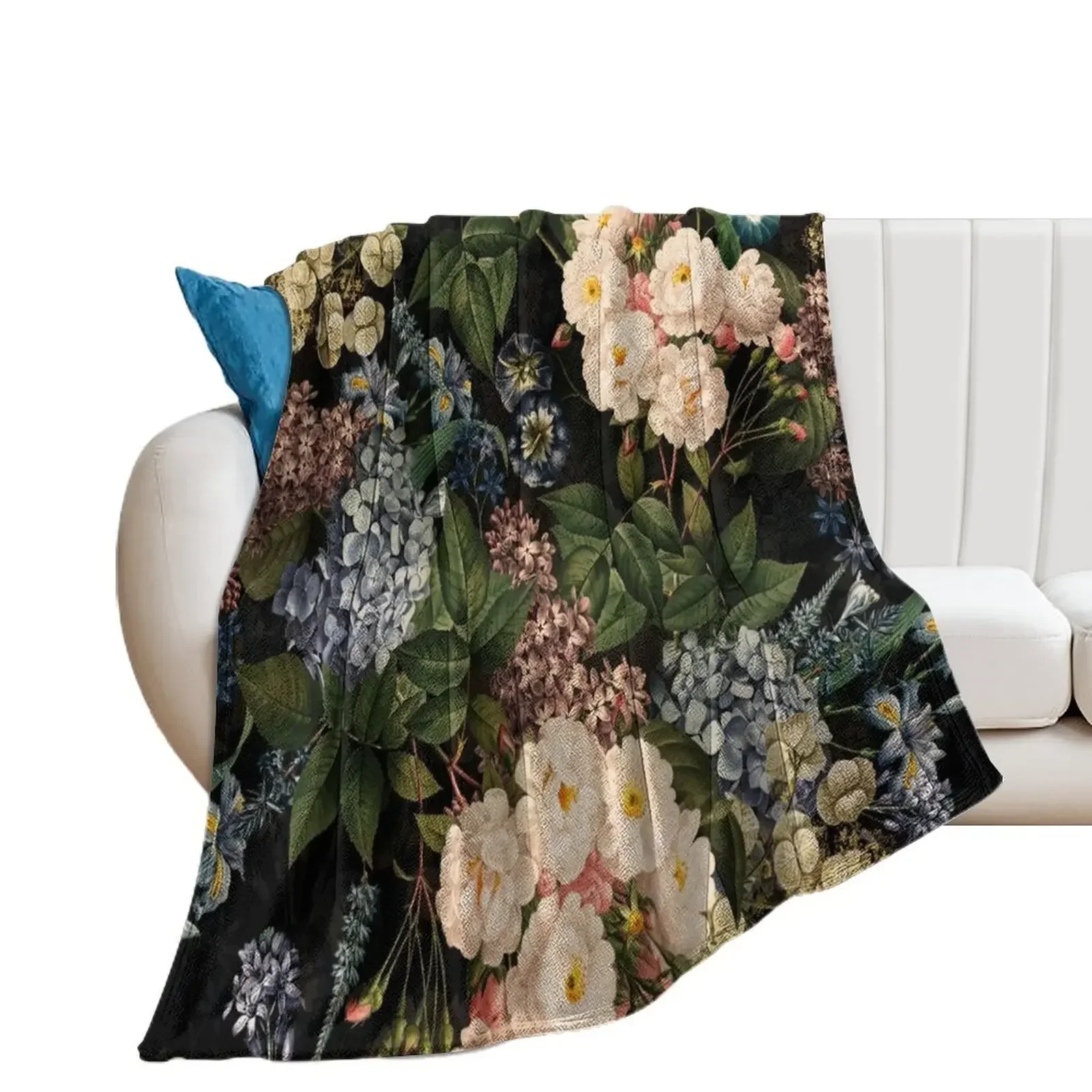

Blue Tropical Jungle at Night Throw Blanket Multi-Purpose Luxury Brand Blankets