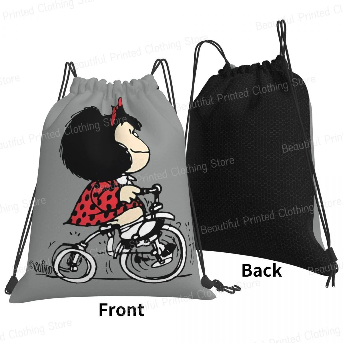 Mafalda Como Siempre Trekkoordtassen Opvouwbare Sport Gym Sackpack Draagbaar Waterbestendig