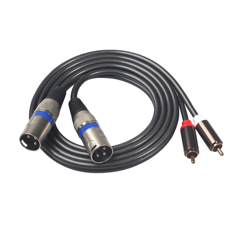 المزدوج XLR ذكر إلى المزدوج RCA ذكر الصوت خط 1.5 متر/4.9ft الصوت مهائي كابلات سلك أسود ل ميكروفون خلاط مضخم ضوت سماعات الأذن