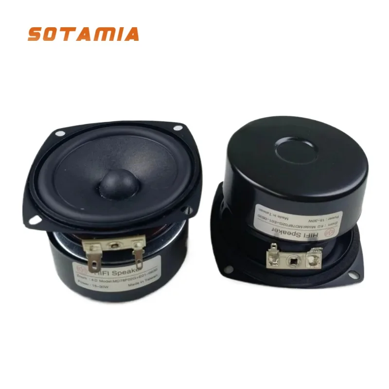 SOTAMIA 2Pcs 3 Inch Full Range HIFI Speaker 4 8 Ohm 15W Big Magnet Home Smart Anti Magnetic Speaker Square Audio Loudspeaker