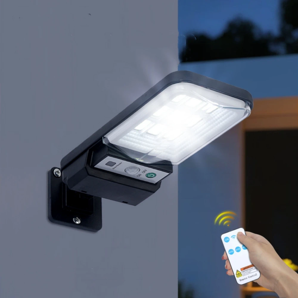 luz-de-rua-solar-com-controle-remoto-e-sensor-de-movimento-pir-lampada-de-parede-externa-a-prova-d'Agua-luz-led-super-brilhante-6500k-para-jardim-e-caminho
