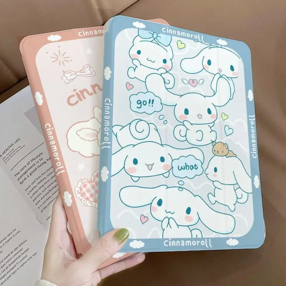 Cartoon Pu Ipad Case Cinnamoroll Kawaii Sanrios for Ipad Pro2020 2021 2022 12.9 Air3 4 5 Cover Anti-Fall Cute Student Girl Gift