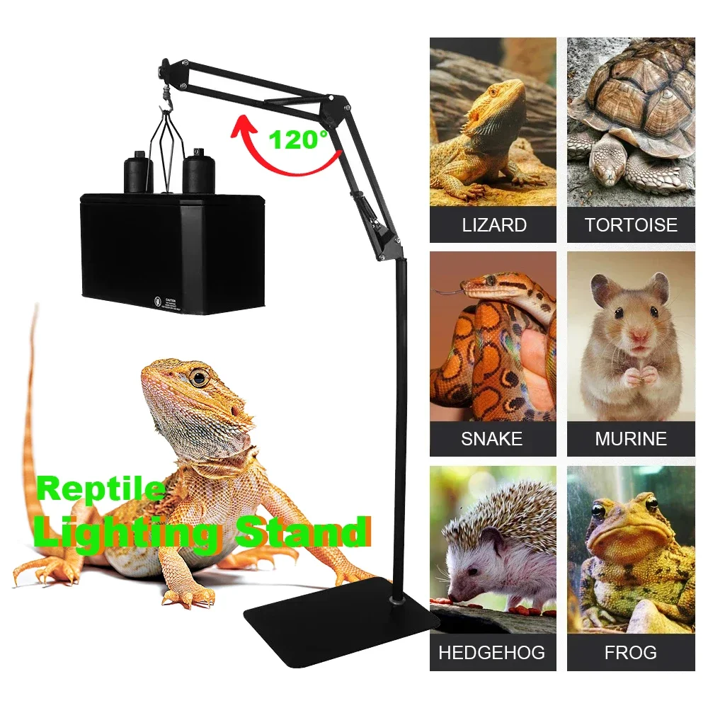 

Uvb/uva Reptile Lighting Stand 3 Gears Adjustable Light Holder Turtle Basking Lamp Stand Lizard Lighting Long Arm Lamp Stand