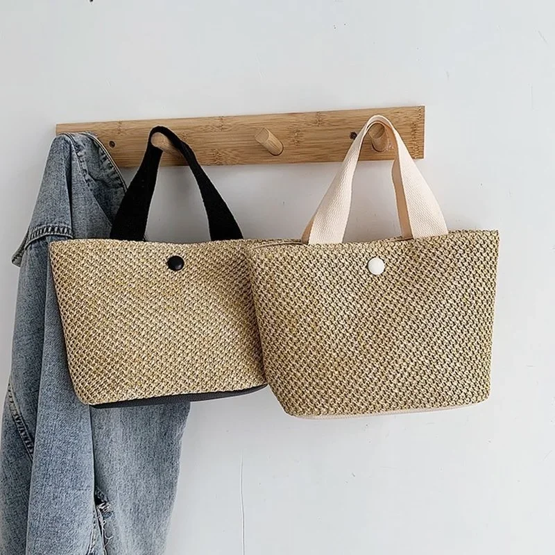 Bolsa tejida de estilo Rural para mujer, bolso Retro de ocio, de mano, para vacaciones en la playa, verano, 2023