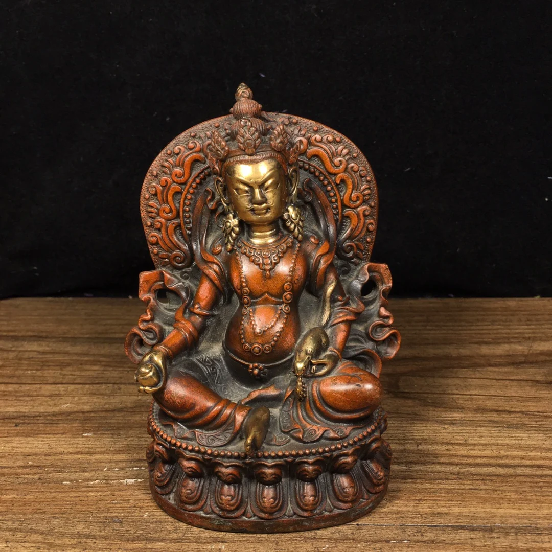 Nepalese brass Liu real gold purple copper yellow god of wealth backlit Buddha home offering indoor incense case small ornament