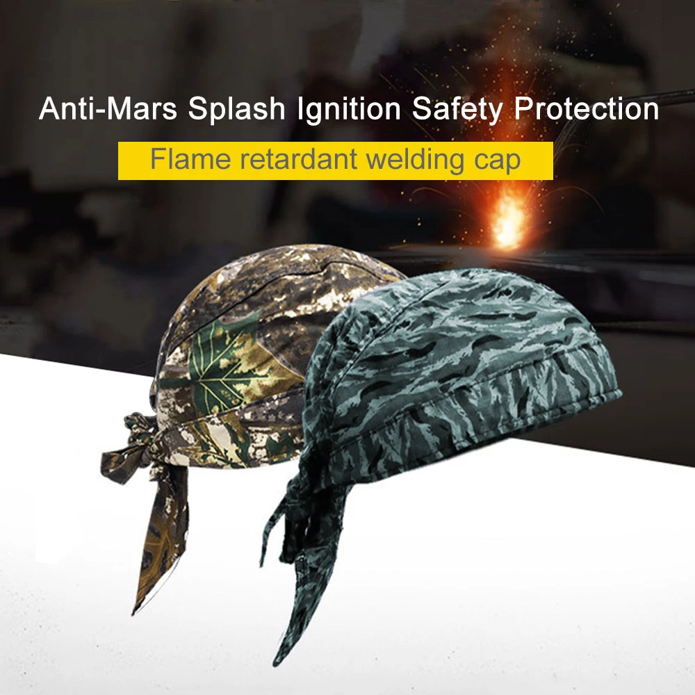 Anti-scalding Hat Work Cap Protective Welding Hat Flame Retardant Fire Resistant Head Bandana Type Labor Insurance Welder