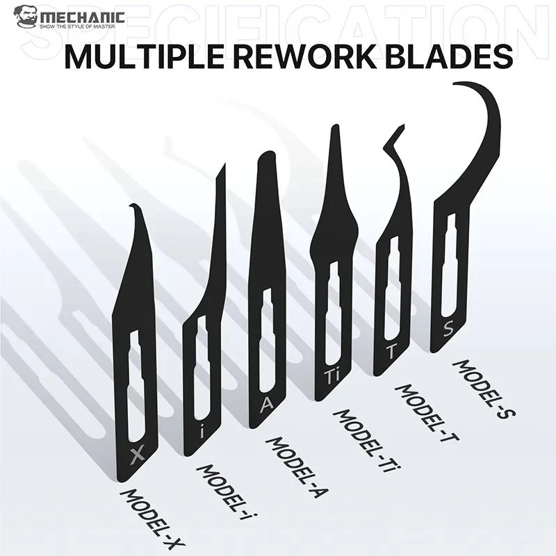 MECHANIC Assassin6 Degumming Rework Blade With Handle 6in1 for Phone CPU IC Glue Removal Chip Layering Motherboard Repair Tool