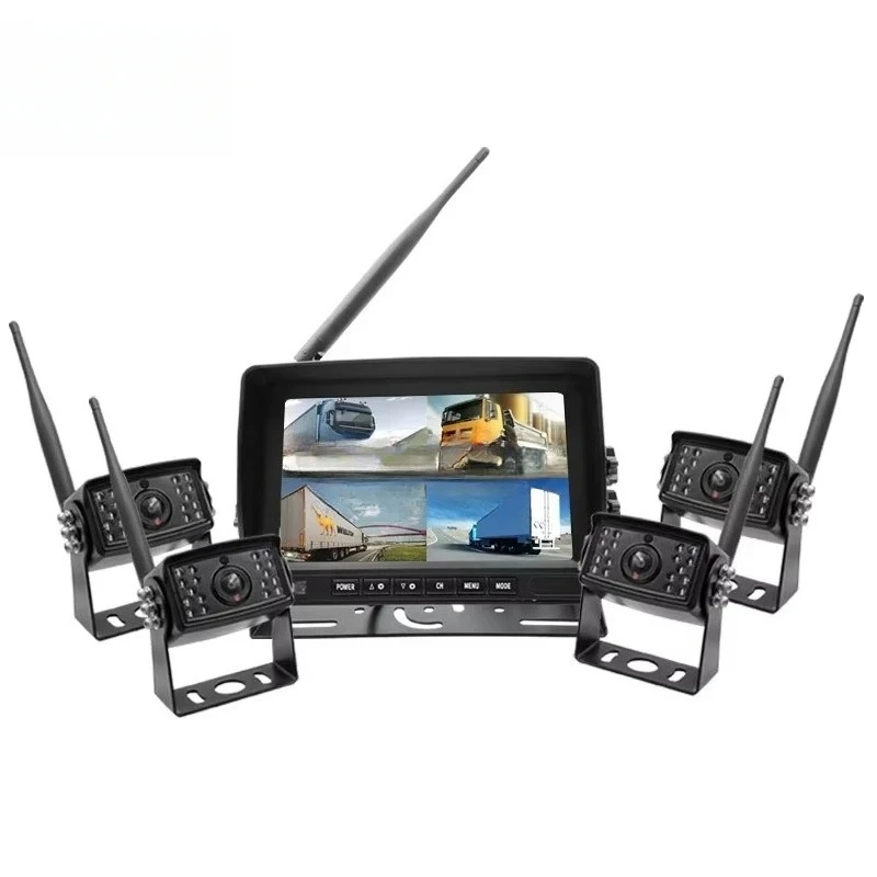 Wholesale DC 12V-24V AHD 1080P HD 360 Night Vision Wireless Truck IR Reversing Backup Car Camera CCTV System 7 Inch 7