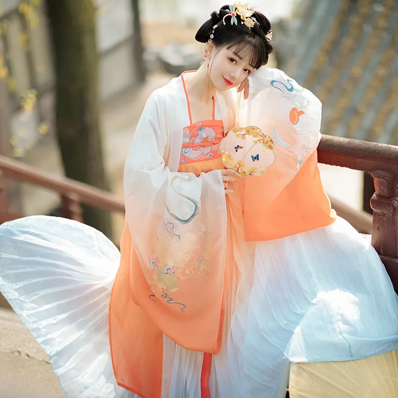 Hanfu female inzire Big fish begonia 】 Qi chest skirt 6 metri put camicia a maniche grandi ricamo pesante ogni giorno