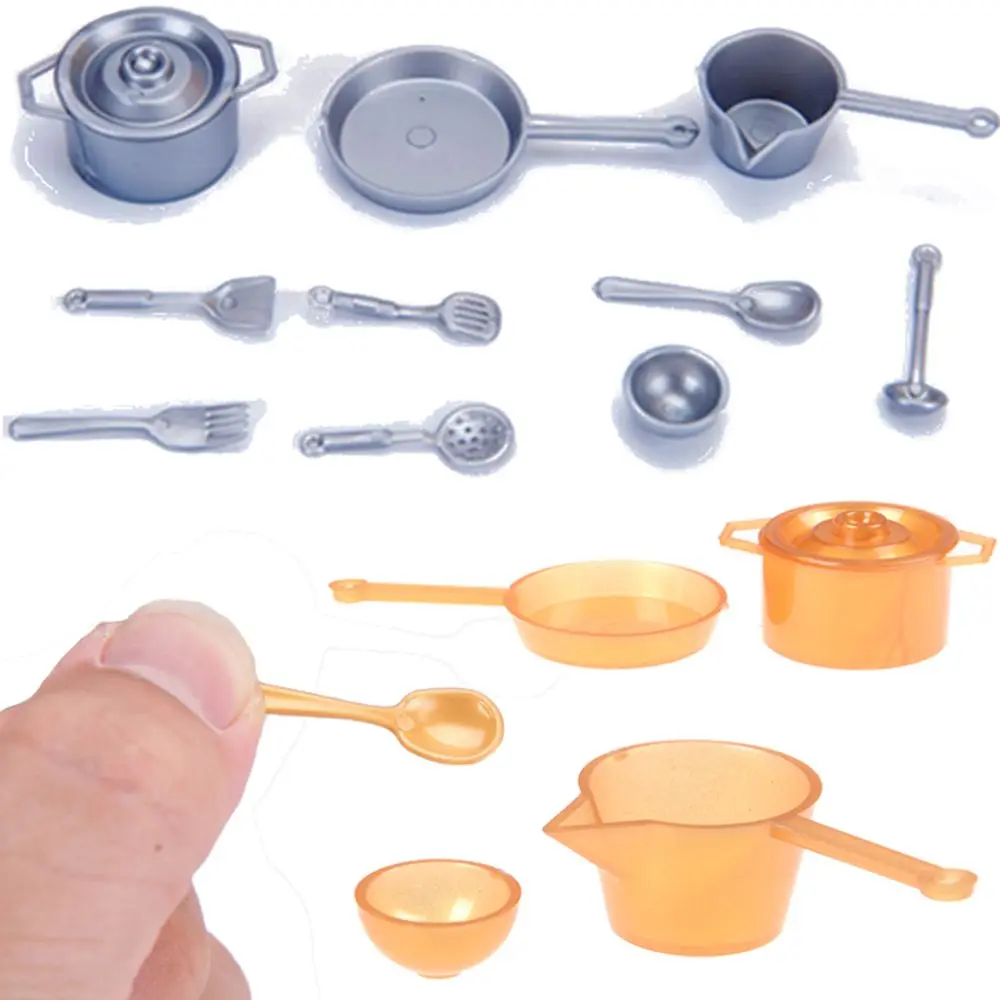 Mini Pan Fork Pot Cookware Set Playing House Doll Accessories Miniature Cookware Dollhouse Kitchen Dinnerware Model