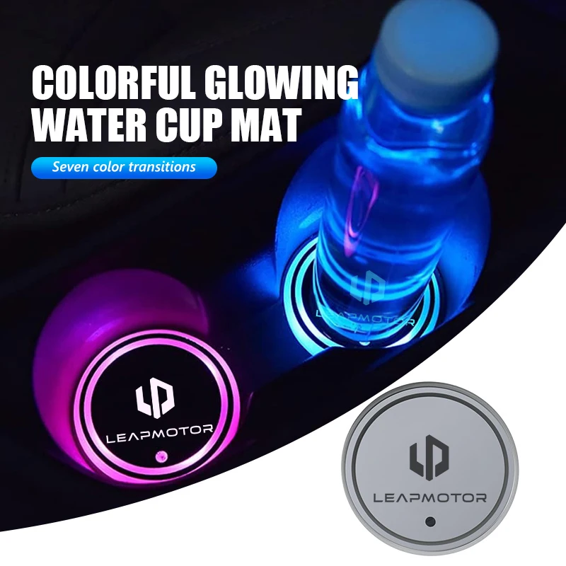 LED Car Cup Holder Mat Colorful Light‑Up Coaster Auto Interior Accessories For Leapmotor C01 C11 T03 S01 C16