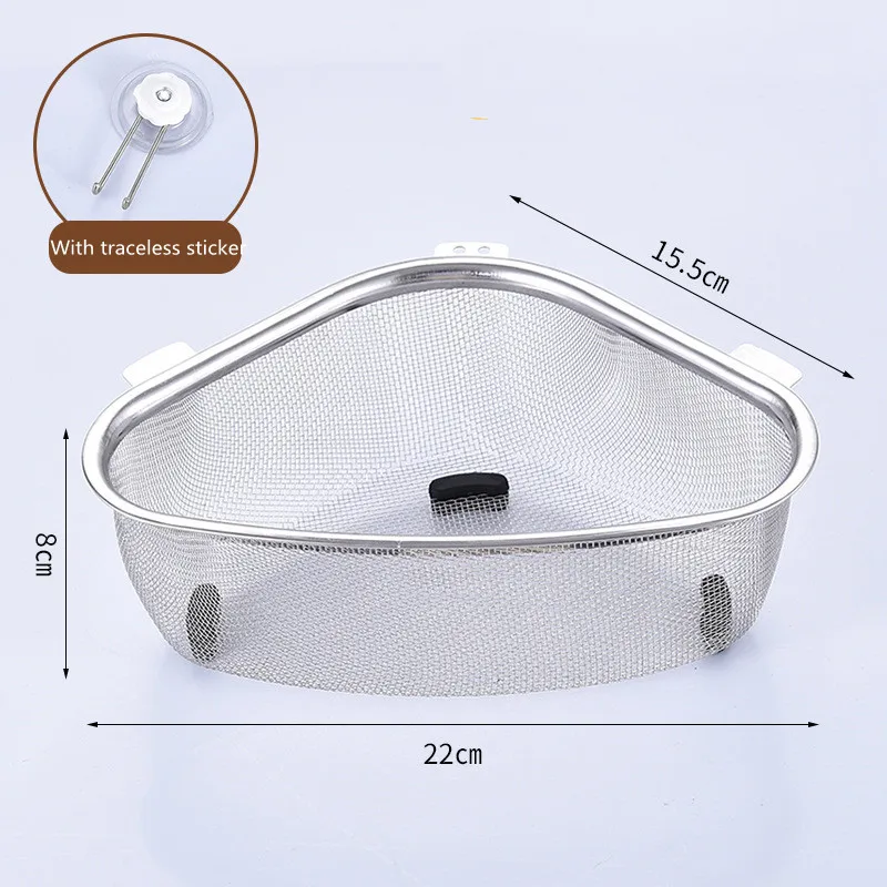 Kitchen Sink Drain Basket Stainless Steel Triangle Sink Strainer Food Vegetables Peel Egg Filter Storage Rack Kitchen Organizer