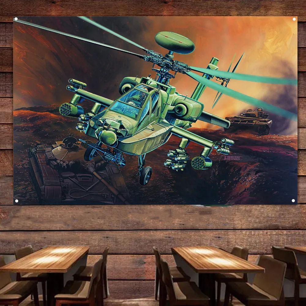 AH-64D Longbow Apache Poster US Air Force Military Banner - Collectible Art Works Gift By Army Fans - Aviation Art Decorative