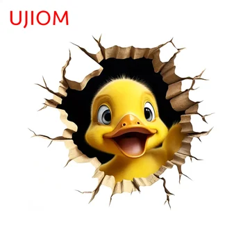 UJIOM 찢어진 만화 오리 벽 스티커, 자외선 차단 그래픽, 주방 욕실 방습 벽 데칼 벽화 아트, 13cm X 12.3cm