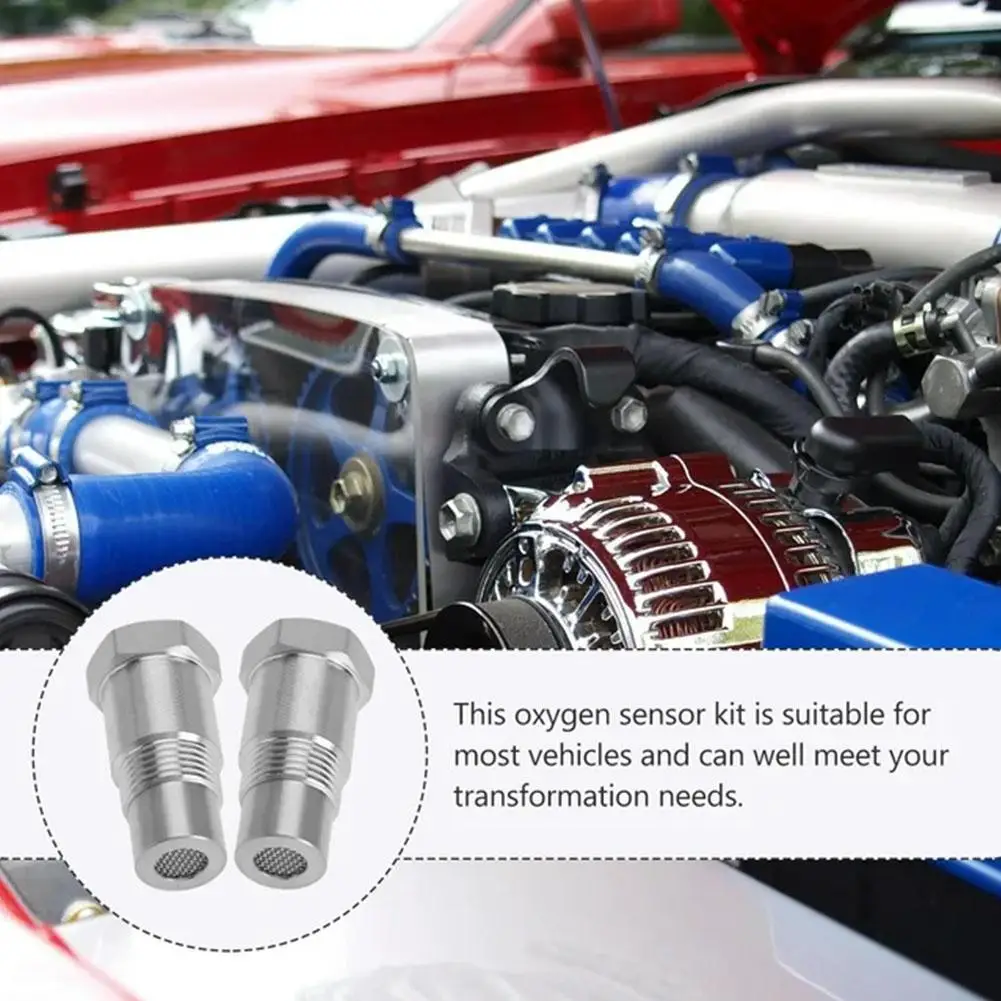 4PCS Stainless Steel Sensor Spacer Adapter Check Engine Light Cel Mini Catalyst O2 Sensor Spacer Adapter M18x1.5 Oxygen Sensor