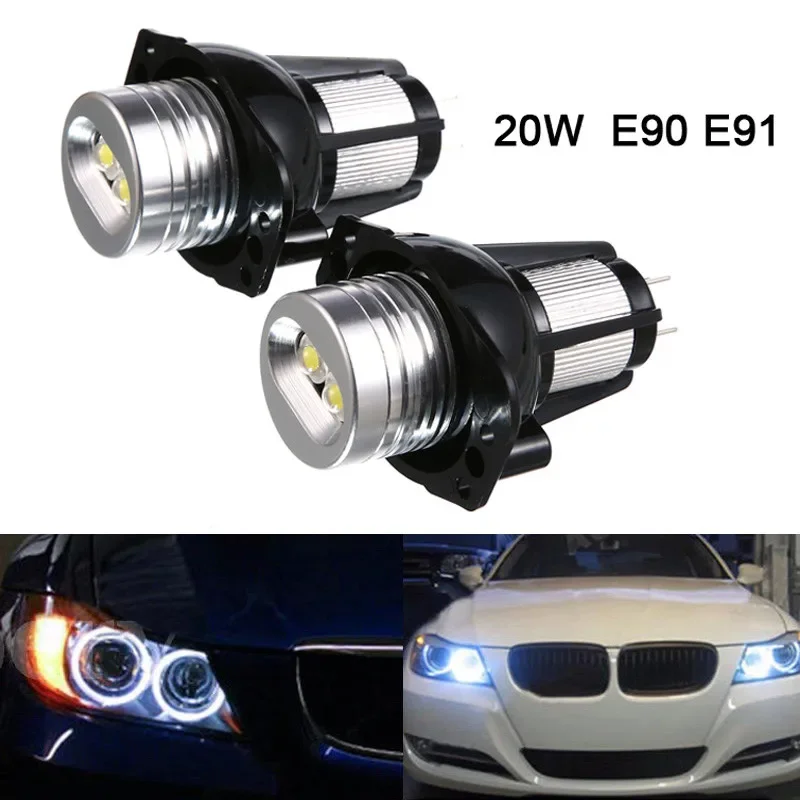 

Auto Angel Eyes Light 2Pcs Bulb LED Marker Parts White For BMW E90 E91 2005-2008 Halo Ring Headlights Portable