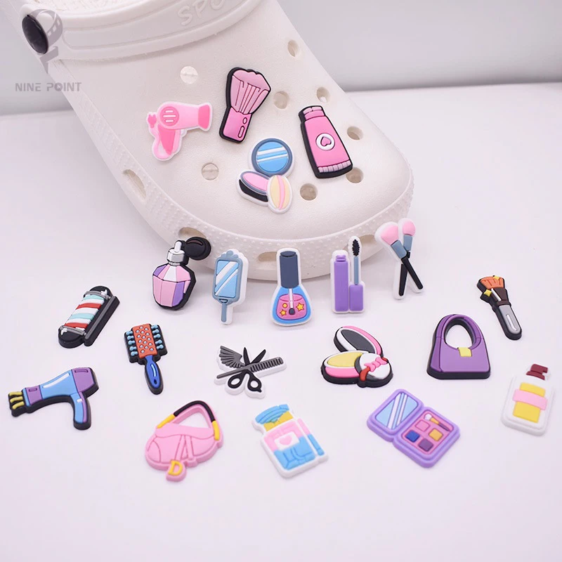 PVC Shoe Charms Cartoon Cosmetics Collection Shoe Accessories Shoe Decoration Shoe Buckles for Croc Sandals X-mas Gifts Pins