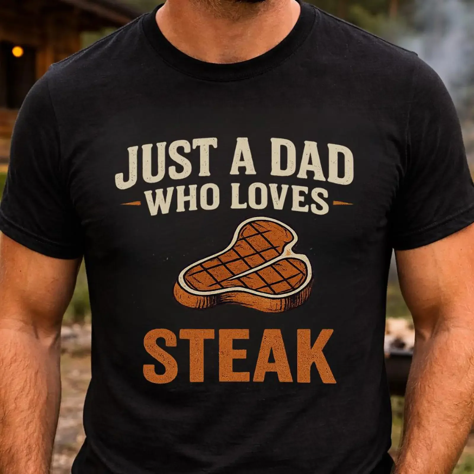 Just A Dad Who Loves Steak T Shirt Funny Father's Day for BBQ Grill Meat Lover Carnivore Casual vintage Washed Stylish