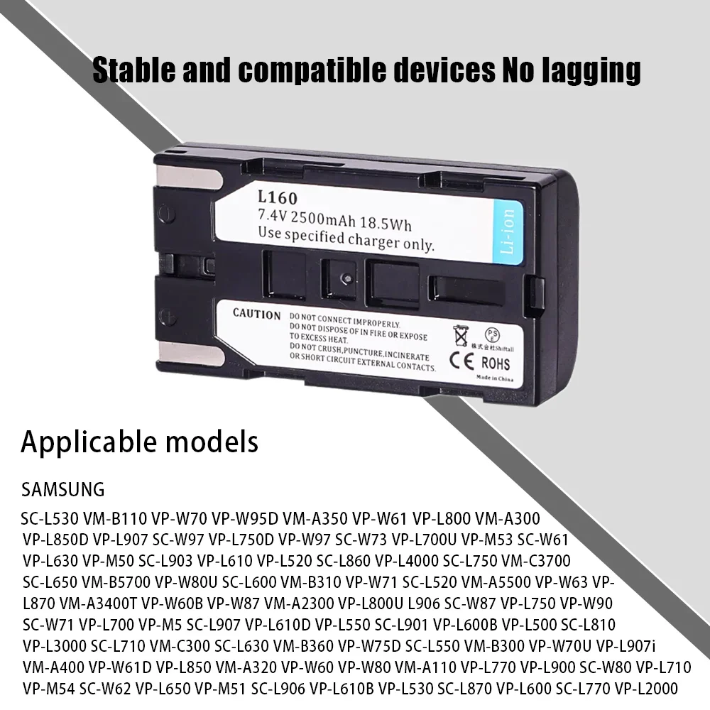 SB-L160 SB L160 SBL160 Battery for Samsung SC-L520 SC-L530 SC-L550 SB-L110A SBL110A VP-L500 Camera 2500mAH Rechargeable Battery