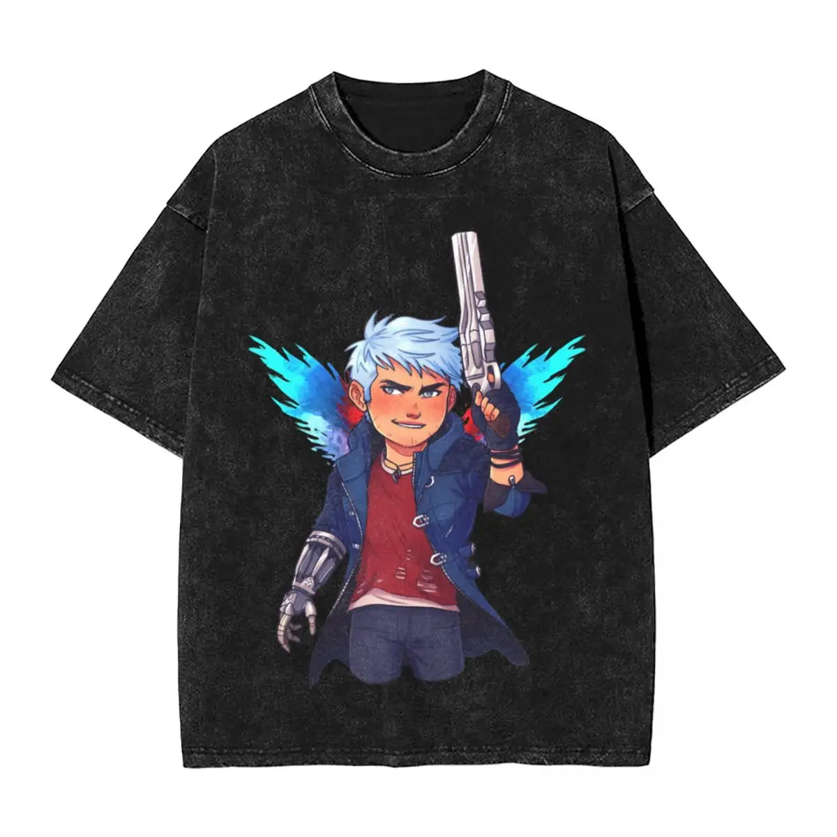 

Chibi Nero DMC5 Промытые футболки Уличная одежда Хип-хоп Футболка Devil May Cry Dante Футболки для мужчин и женщин 100% хлопок High Street с принтом