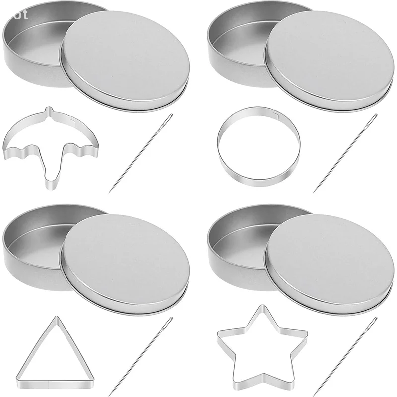 

Geometric Cookie Cutter Set, 4 Shapes - Star, Umbrella, Circle, Triangle, With Storage Jar