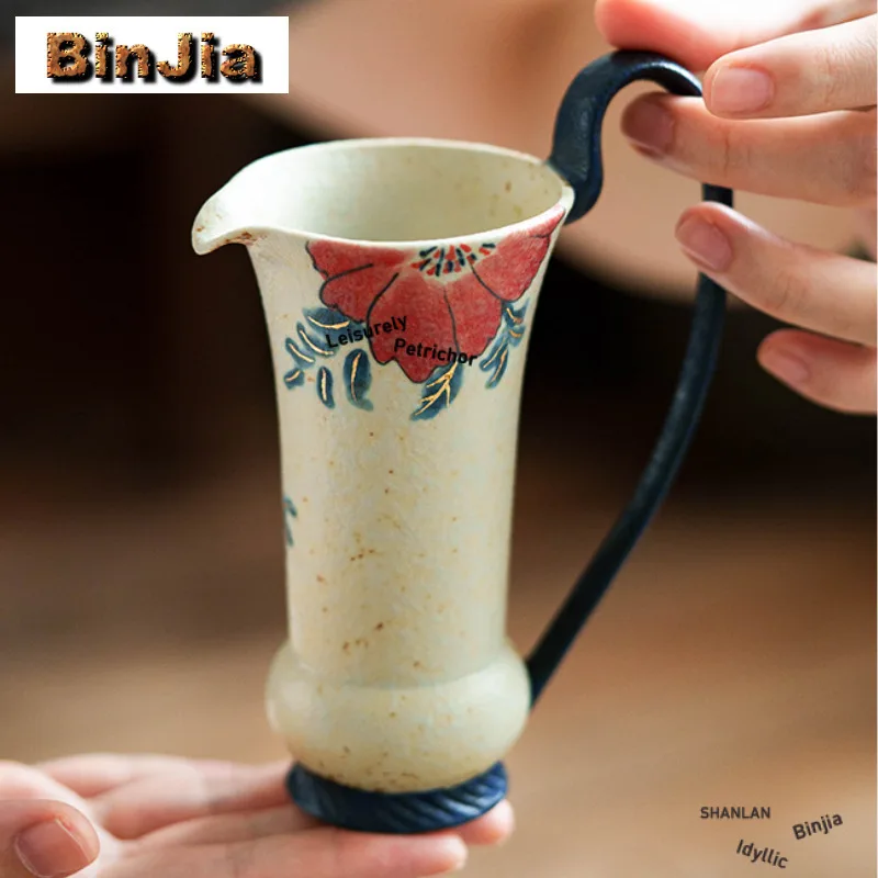 

110ml Hand-painted Camellia Tea Pitcher Tea Divider Cha Hai Dispenser Justice Cup Green Tea Fair Mug Tea Items Gift Accessories