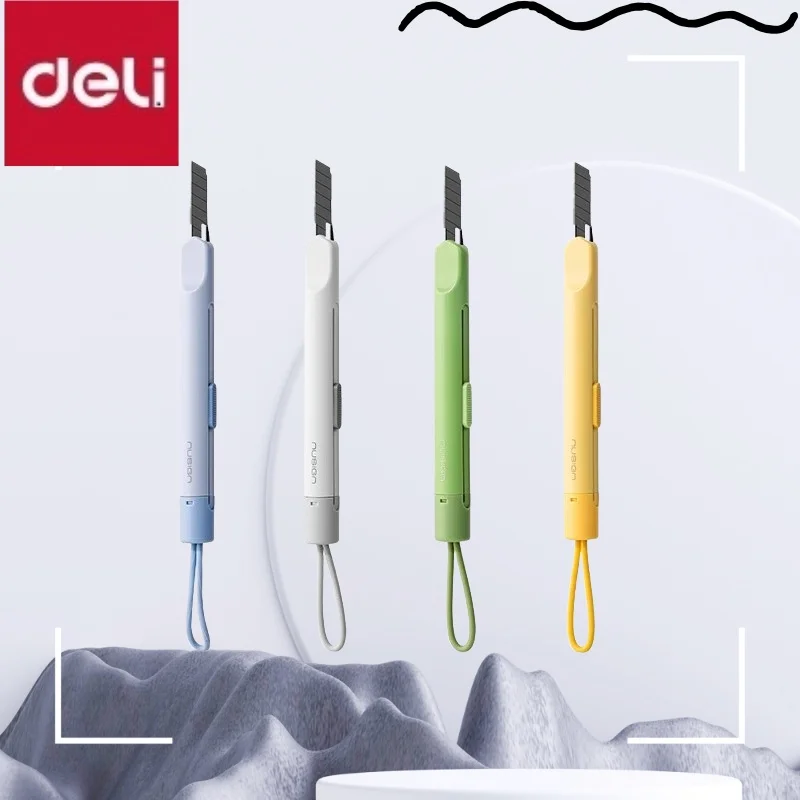 DeLi Mini Multifunctional Portable Telescopic Cutting Knife Student Child Lightweight Paper Cutting Hand Knife Labor Saving Tool