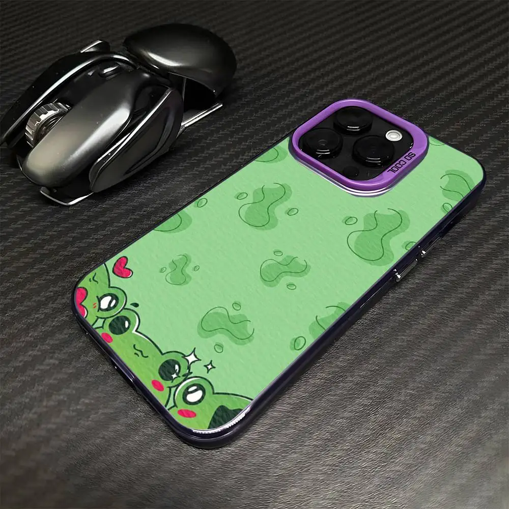 Capa de telefone sapo para iphone17,16,15,14,13,12,11 pro max roxo colorido banhado a prata dentro da capa de telefone