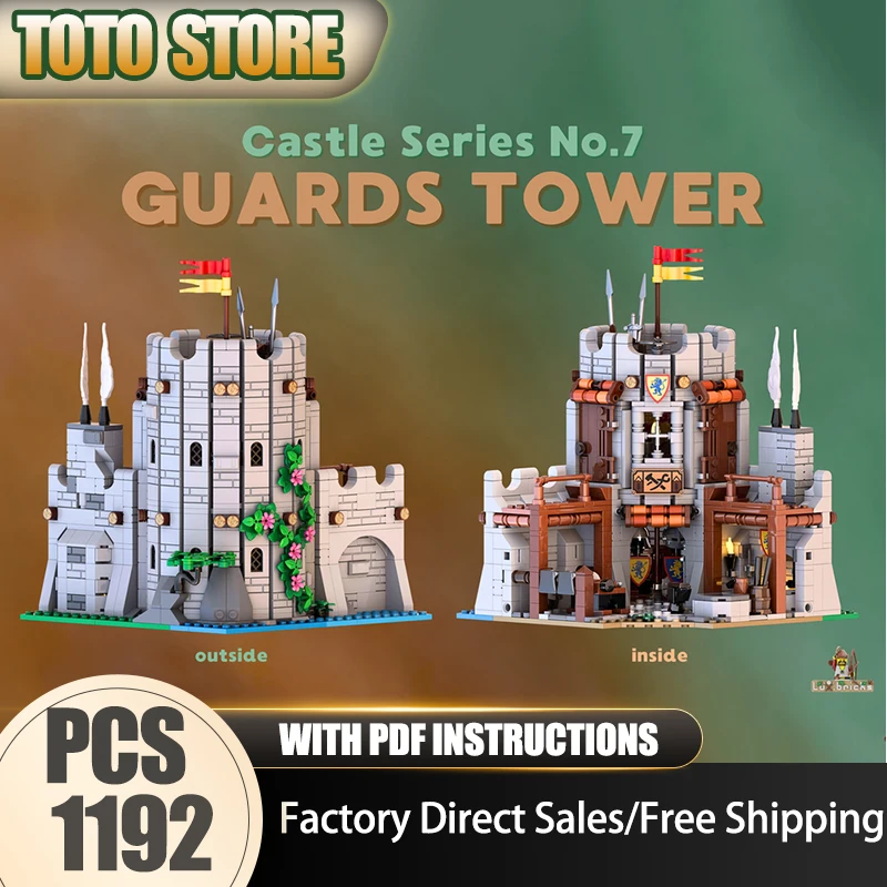 

Moc Building Blocks Guards Tower (Серия Castle No. 7) Модель Технология Кирпич DIY Сборка Строительная игрушка Праздничный набор Подарки