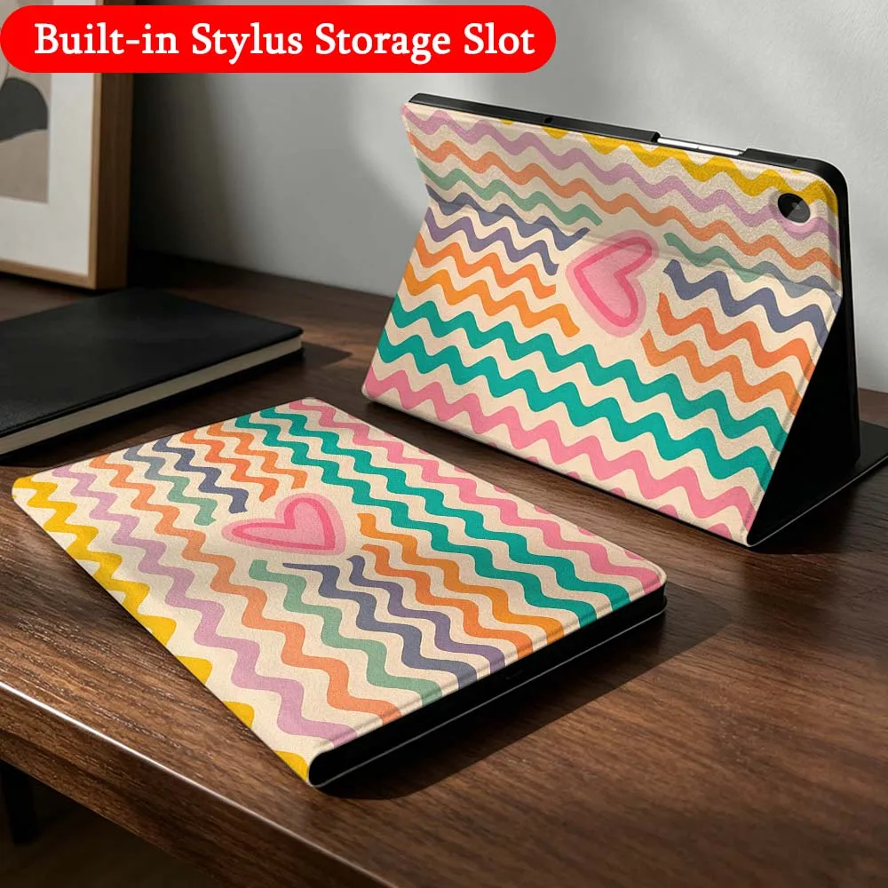 Cartoon Stripe Line Dog For Samsung Galaxy Tab A7 A8 A9 A11 S6 S7 S8 S9 S10 S11 FE Plus Folding Automatic Sleep/Make Tablet Case