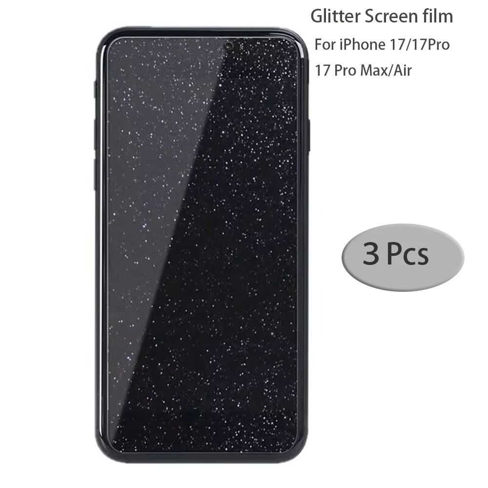 Esobest Glitter Screen Film for iPhone 17 Pro Max Screen Protector Air Diamond Sparkle PET Guard 3PCs