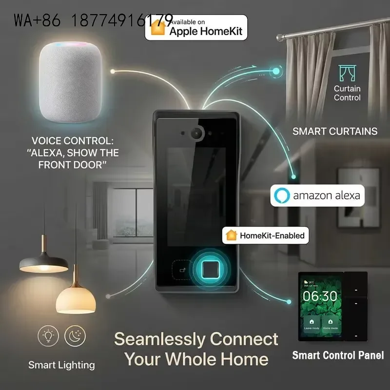 wmwmnu Smart Face Palm Access Control IP65 Waterproof 1080P Intercom Time Attendance Solar Battery Powered