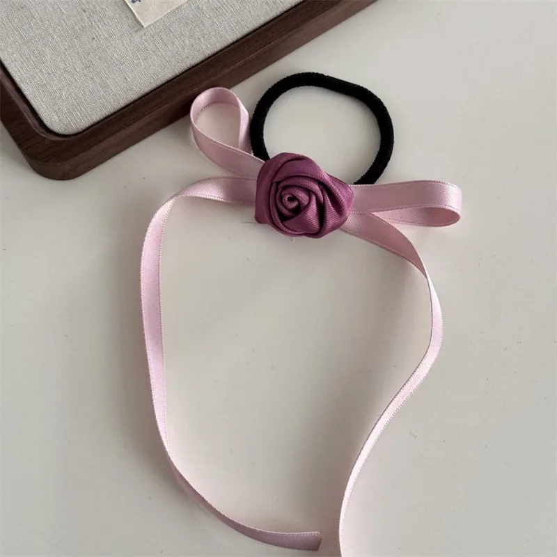 Pink Rose Bow Hairpin Female Side Headdress Forehead Duckbill Clip Hair Clip High-Grade Side Clip Hair Accessories