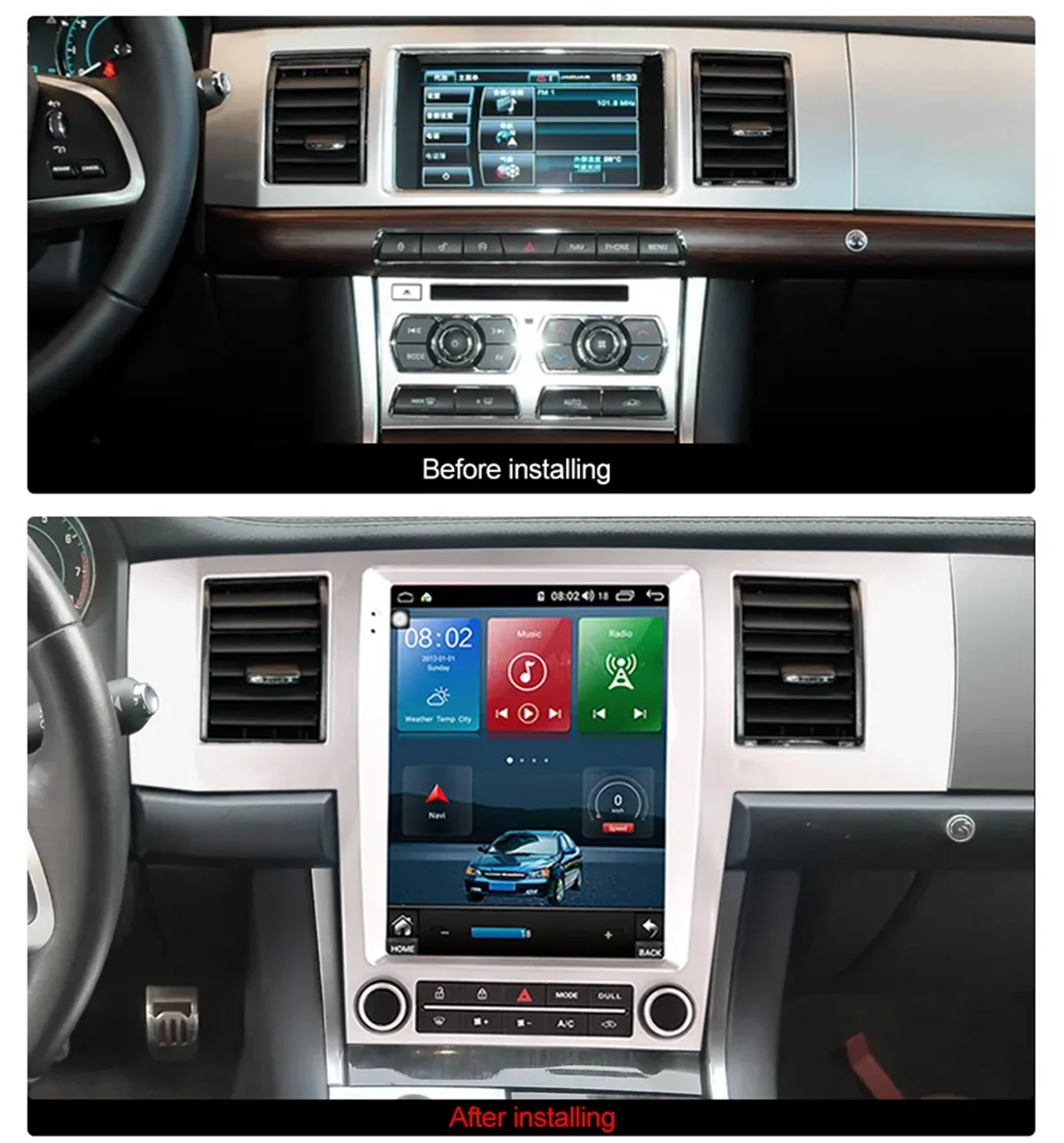 Car Radio  Android 13 CarPlay For Jaguar XF 2008-2015 Multimedia Stereo Player GPS Navigation DSP BT 5.0 QLED Head Unit