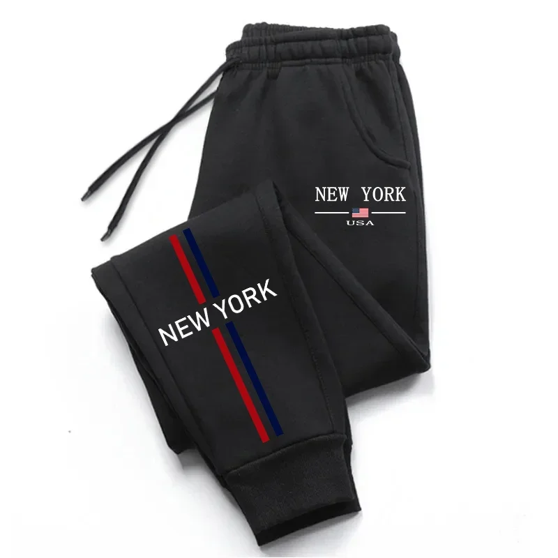 

2025 Hot Sale Four Season Men's Daily Casual Sports Sweatpants Male Urban Fashion Trousers New York Printed Sweatpants for Men