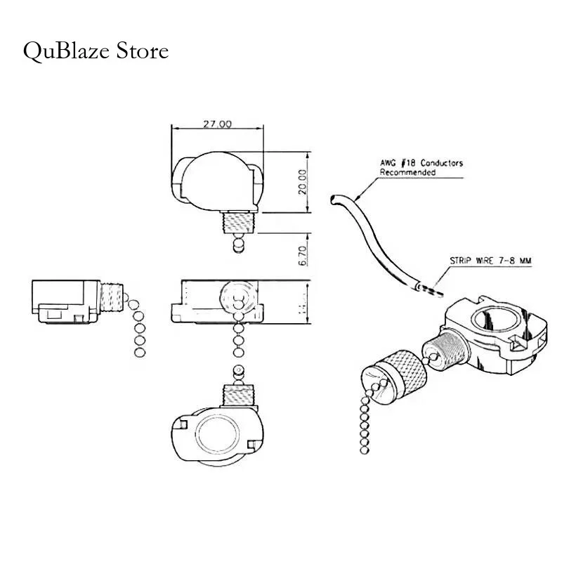 E87438 303 ON OFF 2 Position 3A 250VAC 6A 125VAC Ceiling Fan Light Pull Chain Switch