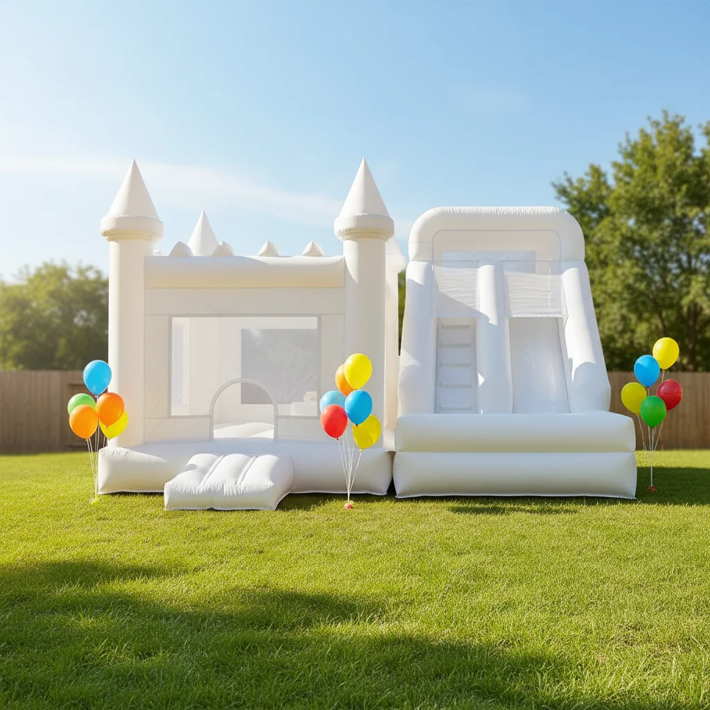 Commercial PVC Inflatable Bounce House With Slide and Ball Pit Commercial White Bouncy Jumping Castle