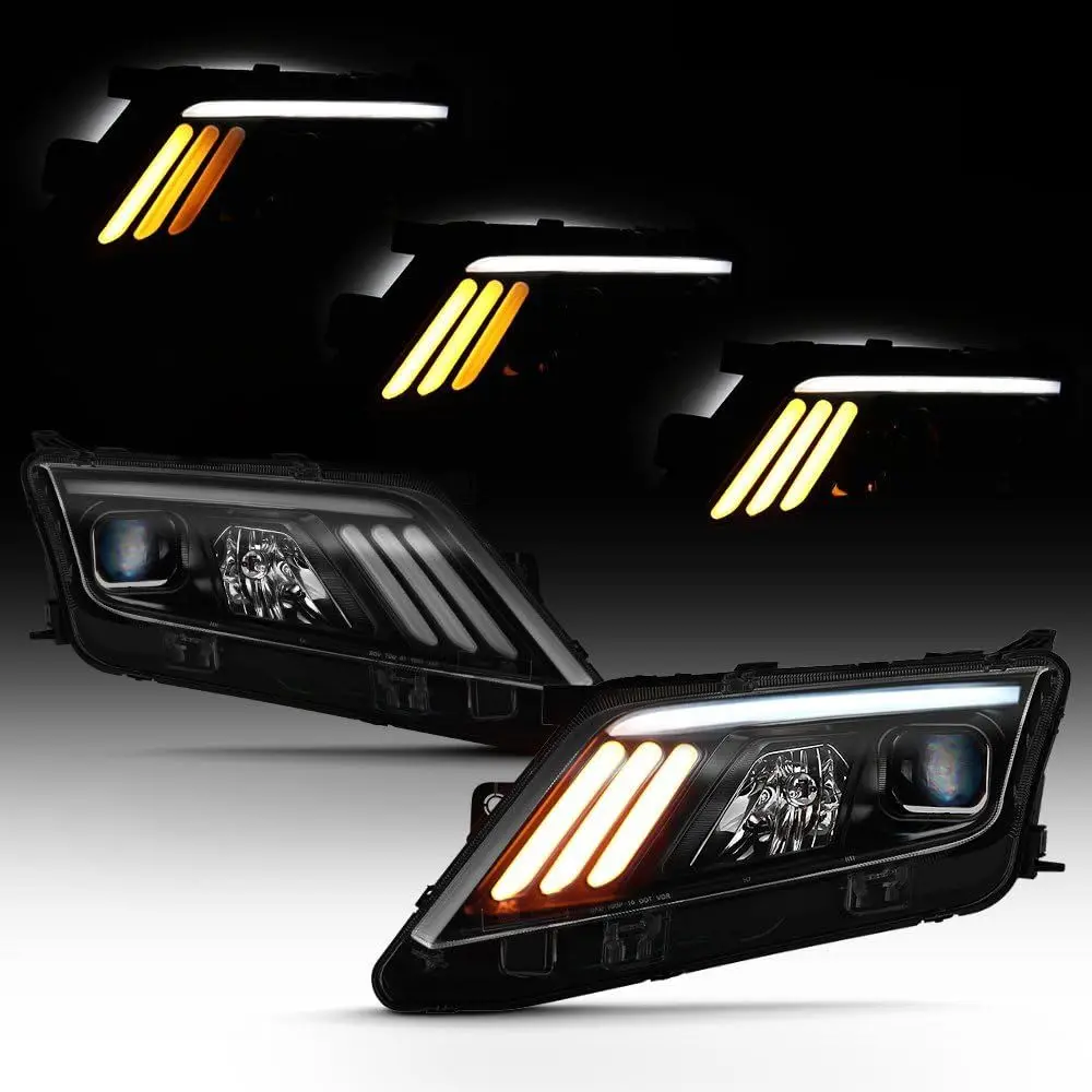 

- For Black Smoke 2010-2012 Ford Fusion LED [SEQUENTIAL Signal] DRL Projector Headlights Headlamps Left + Right
