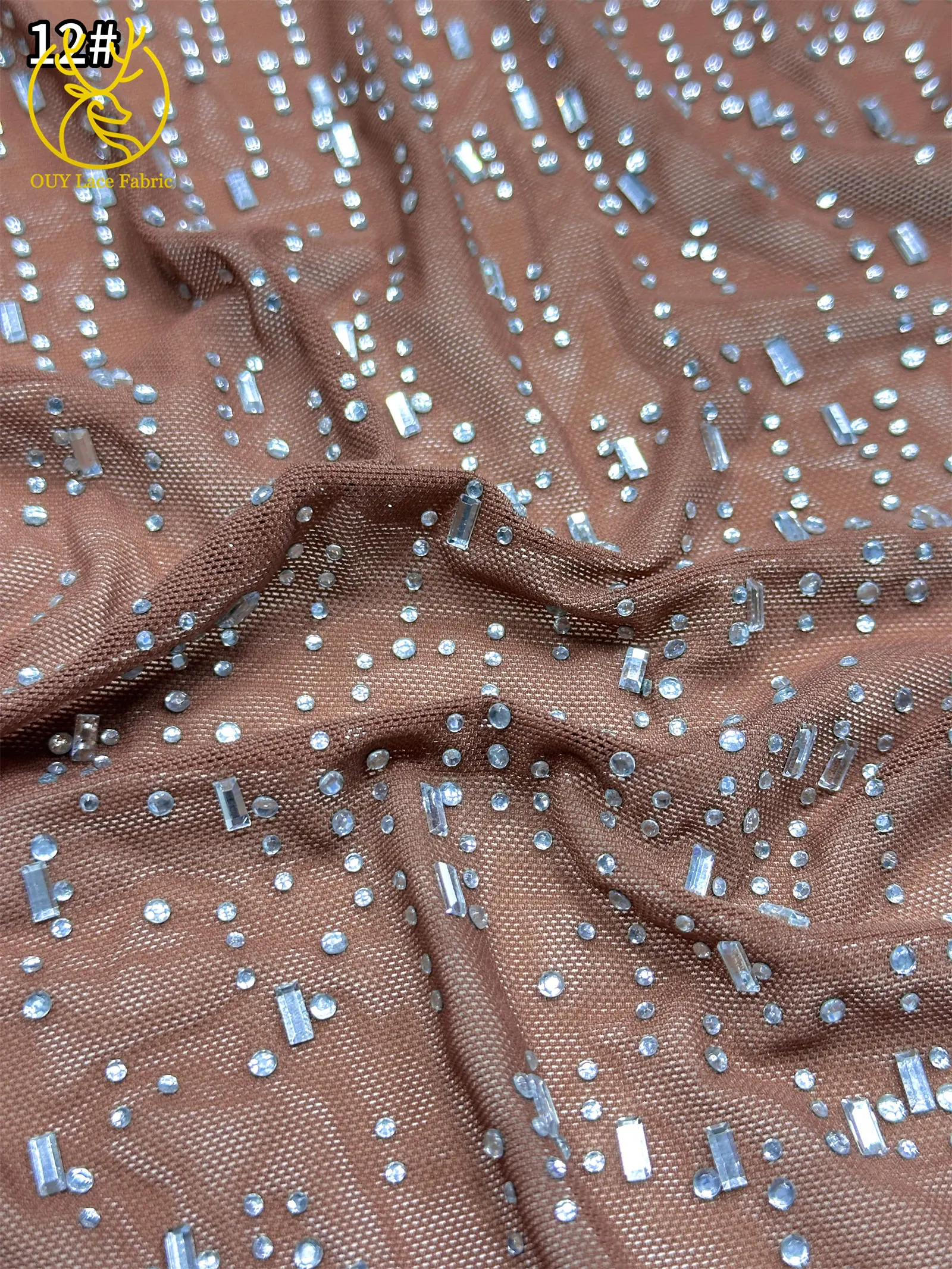 Königsblauer afrikanischer Spitzenstoff mit Glassteinen 2026 Luxuriöser französischer Stretch-Mesh-Spitzenstoff für nigerianische Party- und Abendkleider – Detail 21