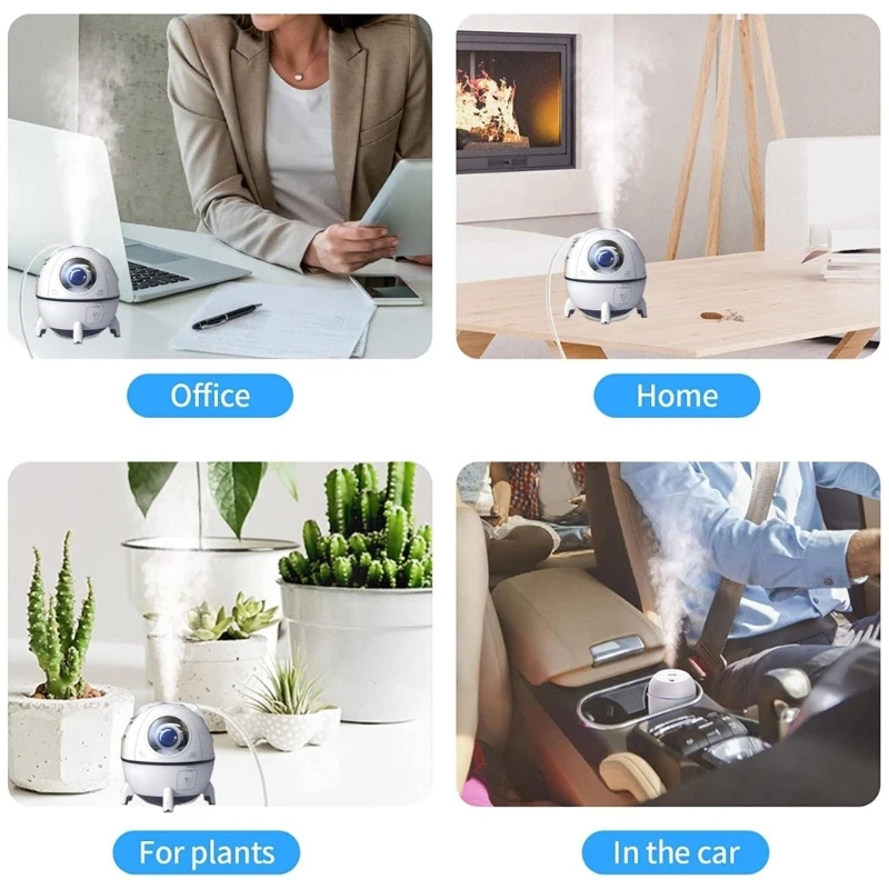 Cute Space Capsules Air Humidificador com luz LED, Umidificador de Névoa Ultrasonic USB, Quarto Home portátil, 220ml