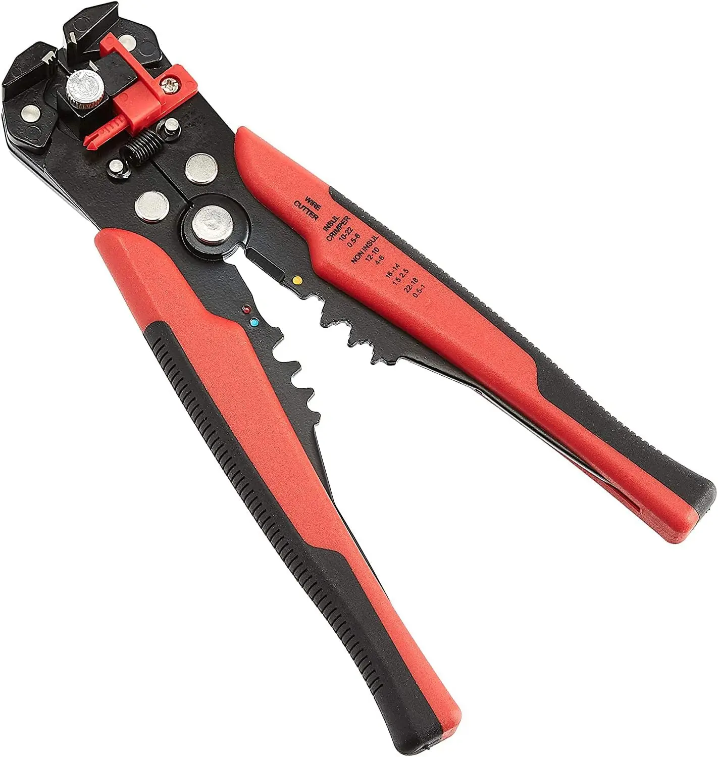 

Self-Adjusting Wire Stripper and Crimping Tool, Strips 10-24 AWG, Durable Alloy Steel, Comfort Grip, Adjustable Stopper, for