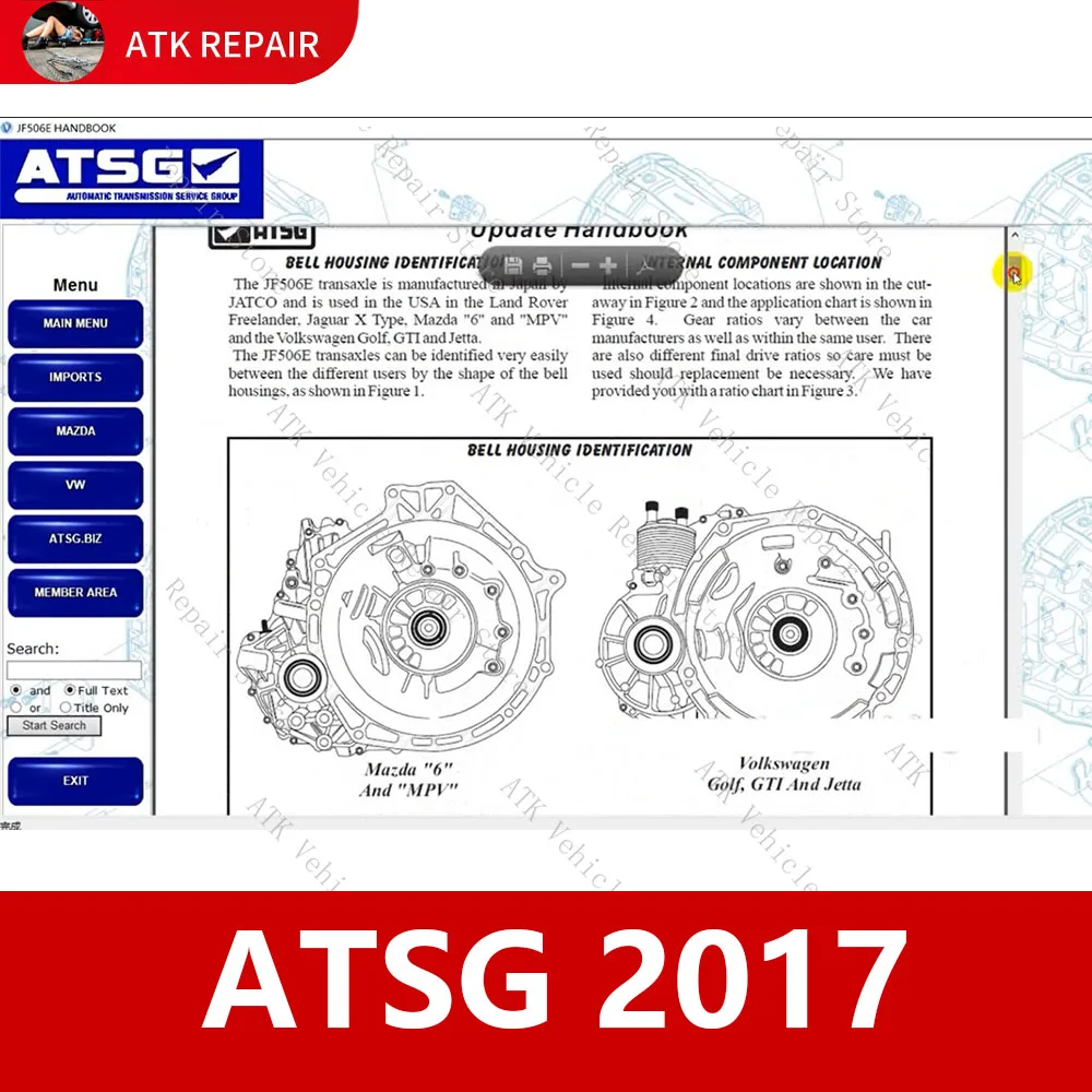 ATSG 2017 Automotive diagnostic software AUTOMATIC TRANSMISSION SERVICE GROUP Maintenance disassembly technical announcements