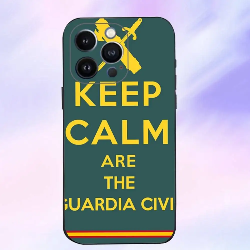 Spanish Guard Civil Emblem Phone Case  For iPhone 17,16,15,14,13,12,11 ,Pro Max,XS,X,XR,SE,Mini,8,7,Soft Silicone Black Cover
