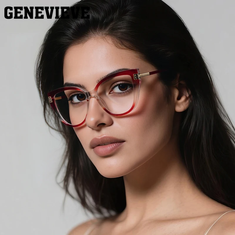 

GENEVIEVE Personalized Butterfly Large Frame Fashion Women's Anti-Blue Light Photochromic Eyeglasses Customizable Prescription