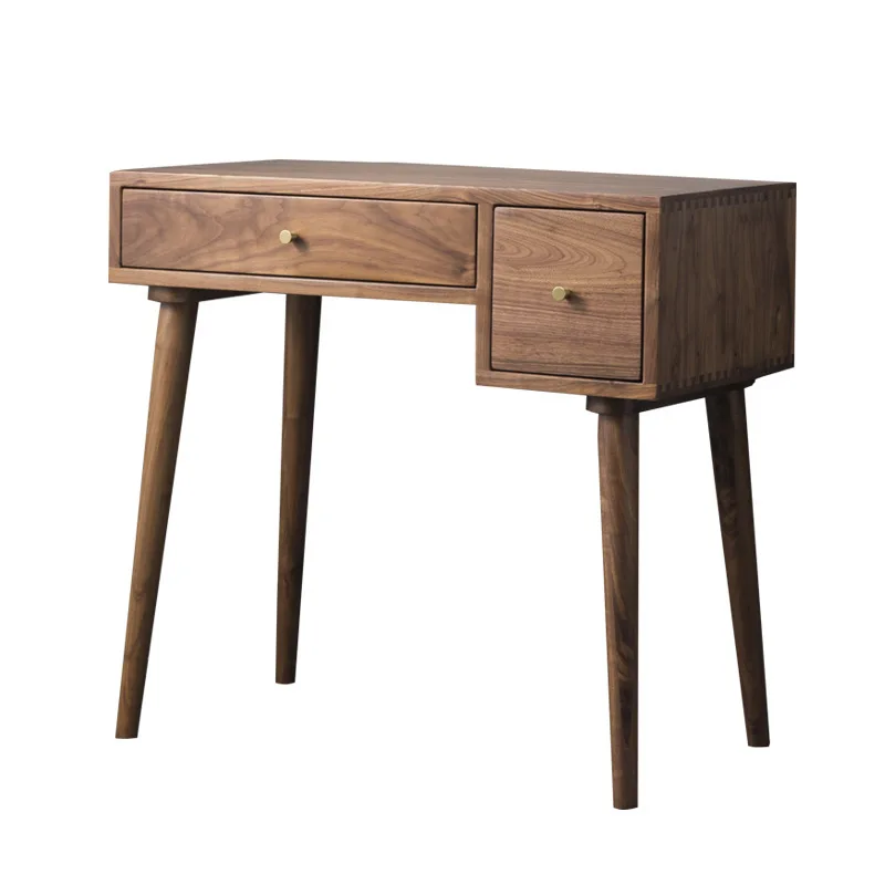 

Nordic all solid wood dressing table Modern simple cherry wood dressing table Minimalist bedroom Black walnut dressing table