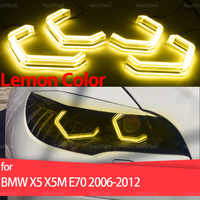 For BMW X5 X5M E70 2006-2012 Ultra Bright Crystal Lemon Yellow Color M4 Style Led Angel Eyes Rings Day Light Car Accessories