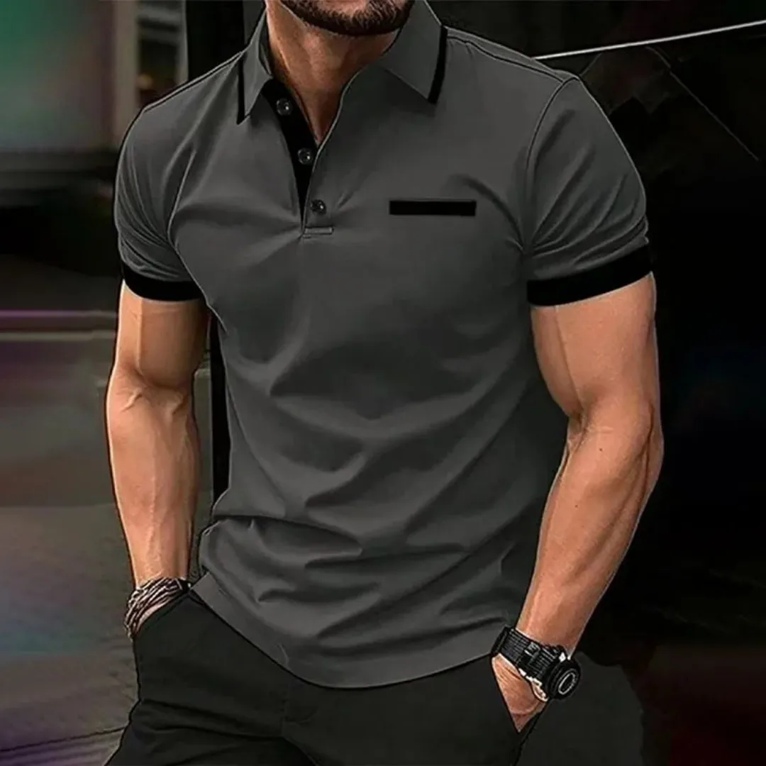 European and American Men's New Summer Minimalist Striped Printed Comfortable Breathable Polo Shirt Outdoor Casual Top image 3