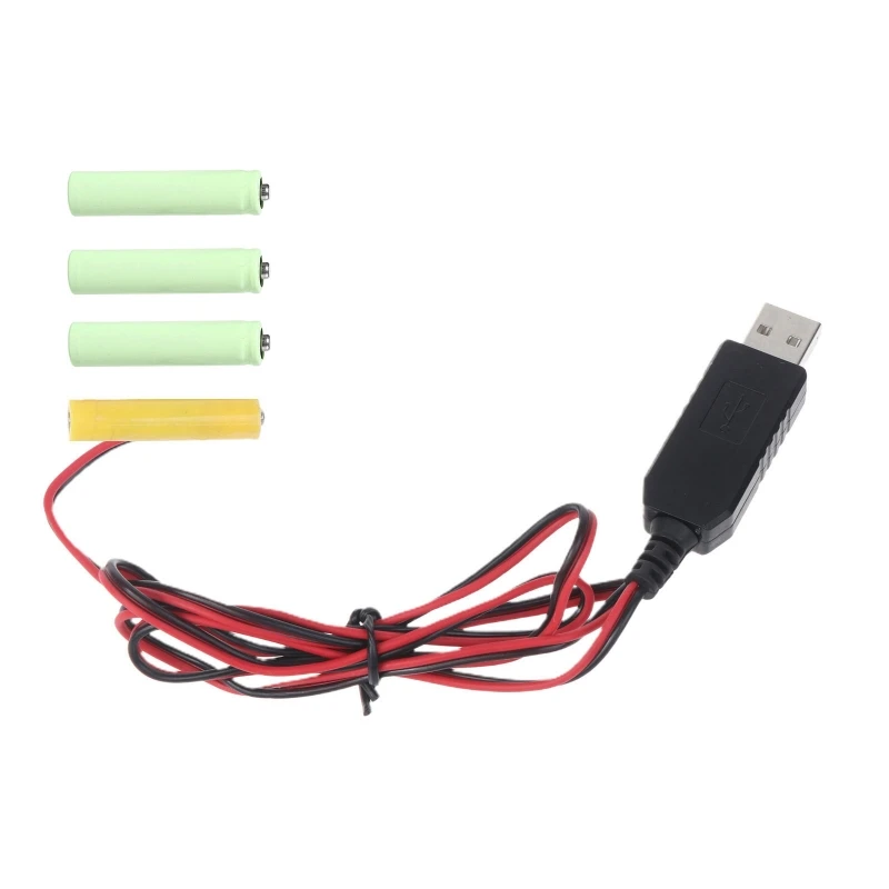 AAA Fikcyjny adapter baterii Kabel zasilający USB Wymień baterie 4x 1.5V LR03 AAA do zdalnych zabawek LED Lights