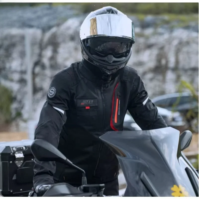 Adult Four Seasons Motorcycle Jacket Waterproof Windproof CE Certified Anti-fall Motorbike Apparel for Daily Commuting
