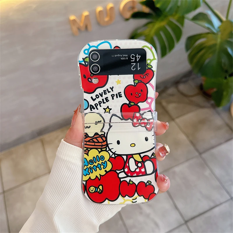 Kawaii Style That Girls Like Anti-drop Case Animation Sanrio For Hello kitty With Lanyard Samsung Galaxy For Z Flip7/6/5/4/3
